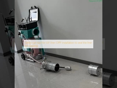 Safety can tool for UV liner CIPP installation to seal the liner for blowing