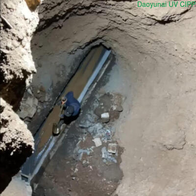UV-CIPP Repair for Partially Collapsed Pipeline Without Soil Cover Using Temporary External Constraint